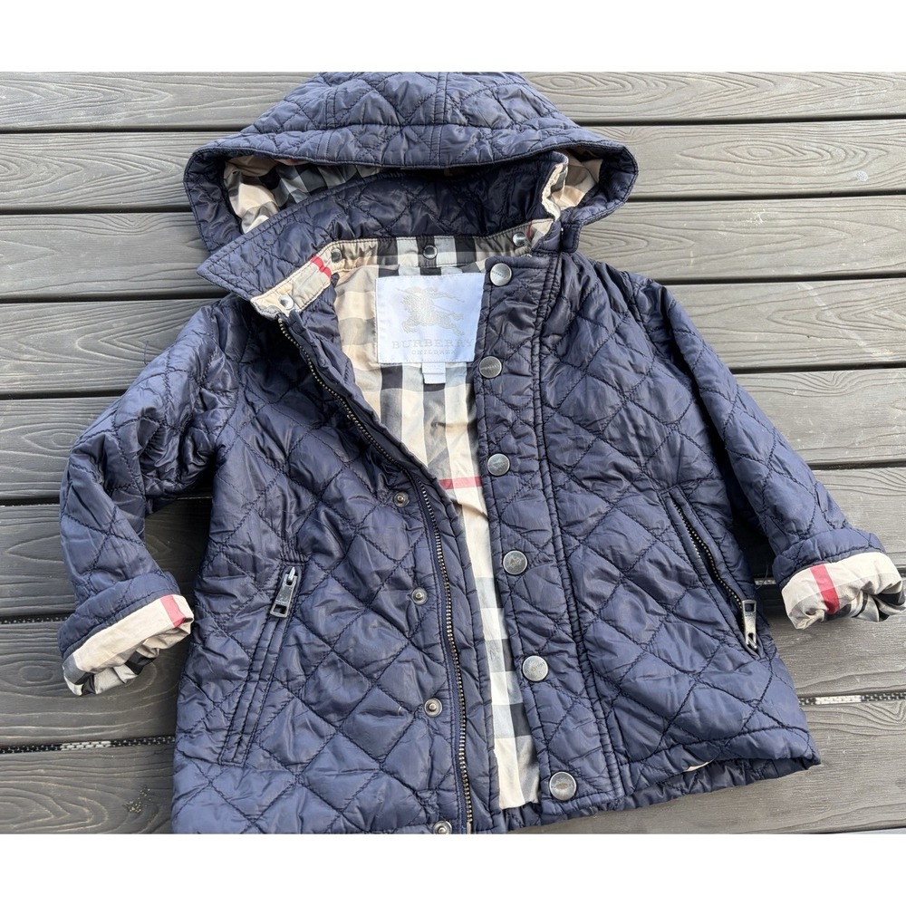 Burberry Quilted Jacket Toddler Navy Blue Size 24 Months Read Description